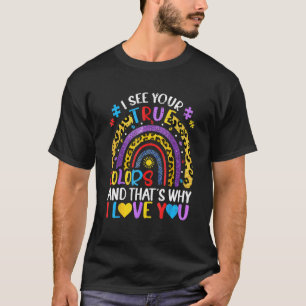 T-shirt Sensibilisation sur l'autisme Arc-en-ciel Je vois
