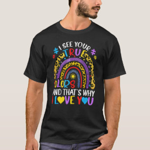 T-shirt Sensibilisation sur l'autisme Arc-en-ciel Je vois 