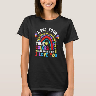T-shirt Sensibilisation sur l'autisme Arc-en-ciel Je vois 