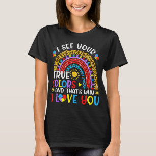 T-shirt Sensibilisation sur l'autisme Arc-en-ciel Je vois 