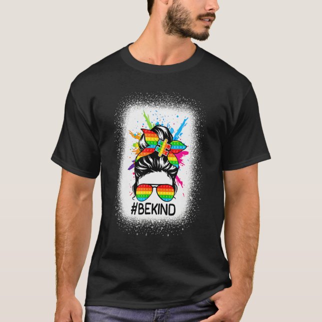 T-shirt Sensibilisation sur l'autisme Bleached Be Kind Mes (Devant)