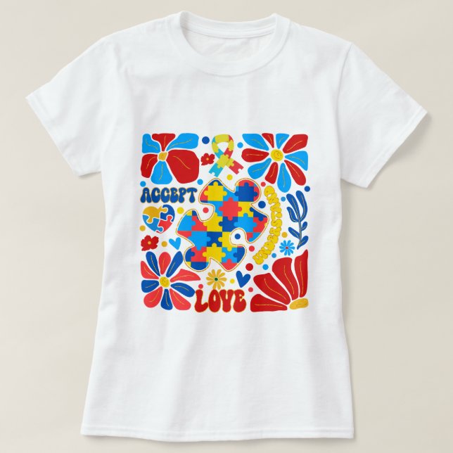 T-shirt Sensibilisation sur l'autisme Boho (Design devant)