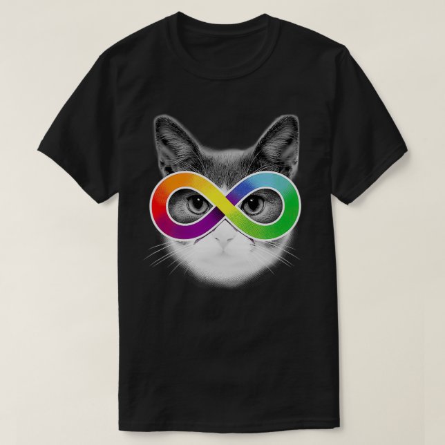 T-shirt Sensibilisation sur l'autisme Chat portant Infinit (Design devant)