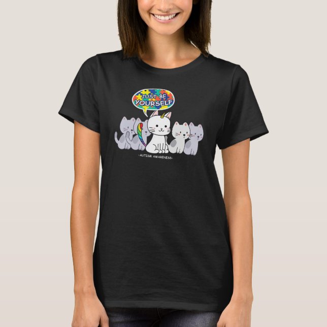 T-shirt Sensibilisation sur l'autisme Chat Unicorn Soyez m (Devant)