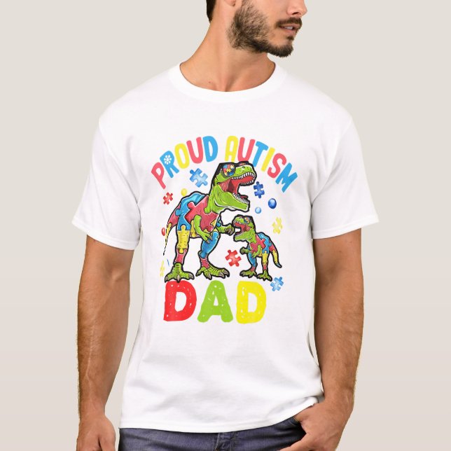 T-shirt Sensibilisation sur l'autisme Daddy Rex (Devant)