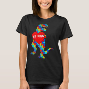 T-shirt Sensibilisation sur l'autisme Dinosaur Be Kind Puz