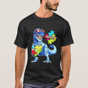 T-shirt Sensibilisation sur l'autisme Dinosaur Rex Coeur P
