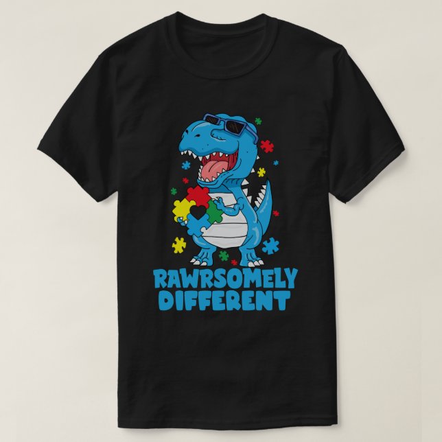 T-shirt Sensibilisation sur l'autisme Dinosaure radicaleme (Design devant)