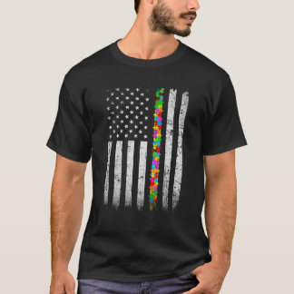 T-shirt Sensibilisation sur l'autisme du drapeau de l'Amér
