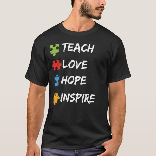 T-shirt sensibilisation sur l'autisme enseigner l'amour in (Devant)