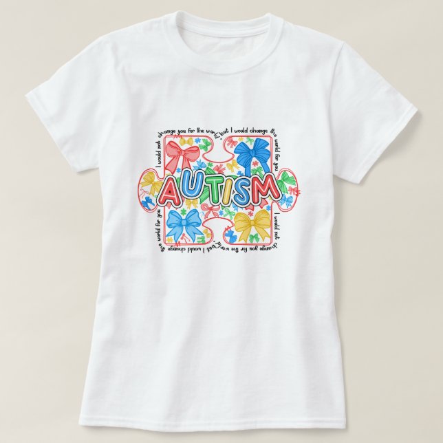 T-shirt Sensibilisation sur l'autisme femme Coquette Bow (Design devant)
