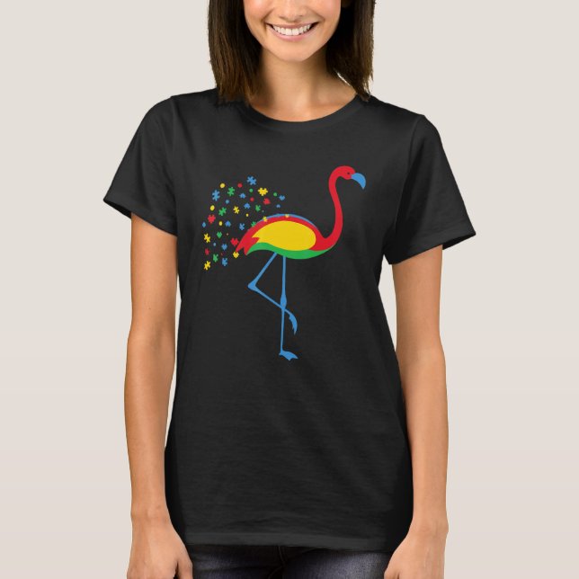 T-shirt Sensibilisation sur l'autisme Flamant rose Couleur (Devant)