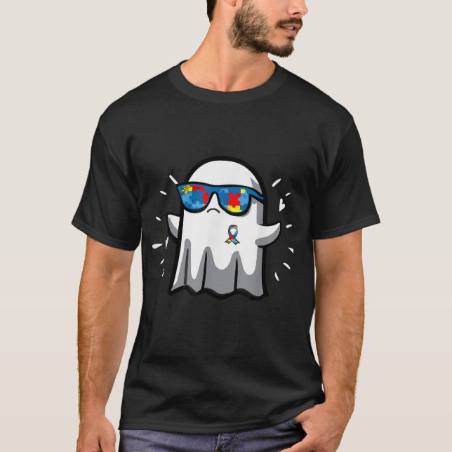T-shirt Sensibilisation sur l'autisme Halloween Ghost Puzz (Devant)