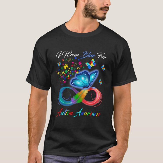T-shirt Sensibilisation sur l'autisme Je Porte Du Bleu Pou (Devant)