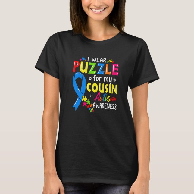 T-shirt Sensibilisation sur l'autisme Je Porte Un Puzzle P (Devant)