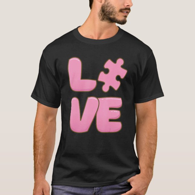 T-shirt Sensibilisation sur l'autisme mignonne Amour Puzzl (Devant)