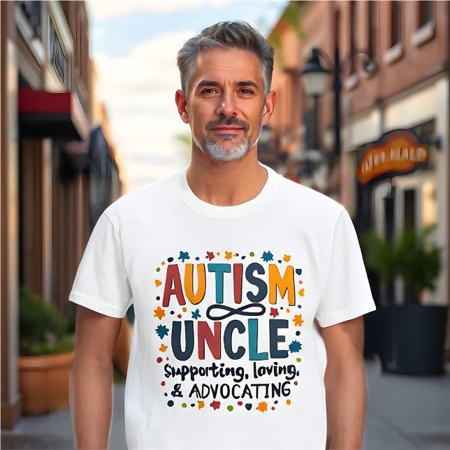 T-shirt Sensibilisation sur l'autisme Oncle : Soutenir, ai (Autism Awareness T-Shirt - Uncle)