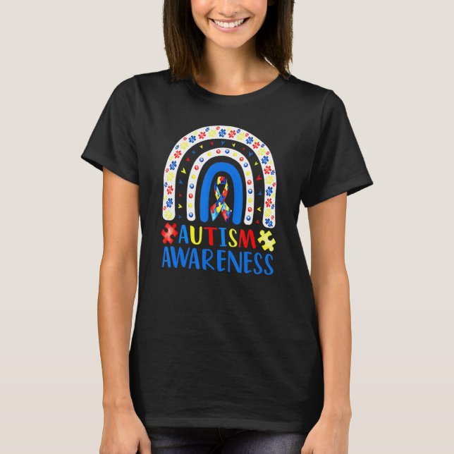 T-shirt Sensibilisation sur l'autisme Puzzle arc-en-ciel S (Devant)