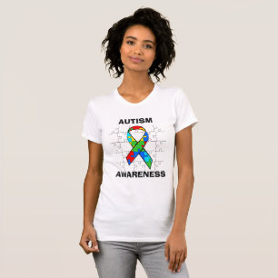 T-shirt Sensibilisation sur l'autisme Puzzle Pièces Ribbon