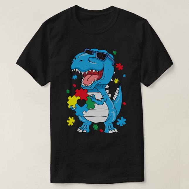 T-shirt Sensibilisation sur l'autisme T Rex Dinosaur Puzzl (Design devant)