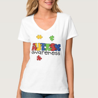T-shirt sensibilisation sur l'autisme V-Cou
