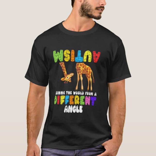 T-shirt Sensibilisation sur l'autisme Voir la Giraffe Worl (Devant)