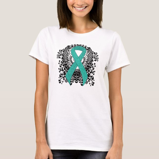 T-shirt Sensibilisation turquoise au soutien du carbone (Devant)
