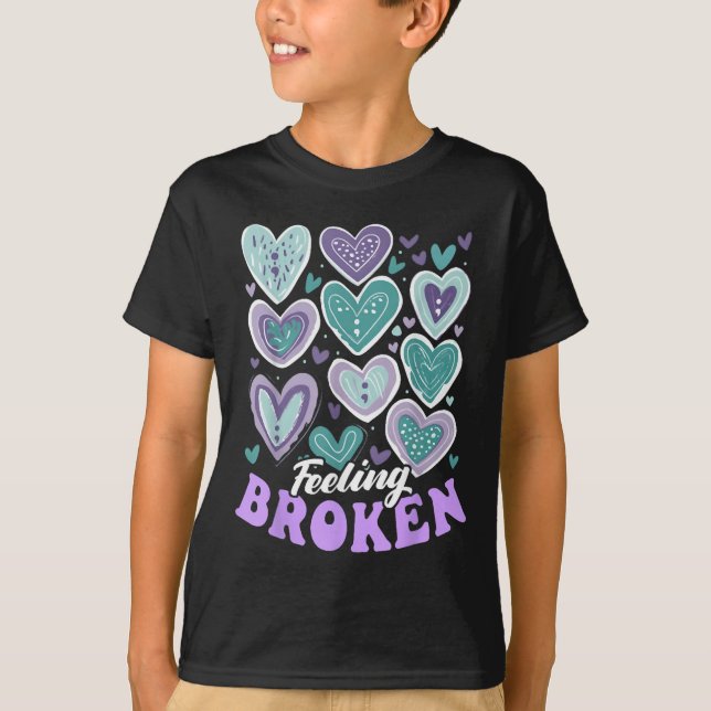 T-shirt Sentiment brisé, Coeur de prévention du suicide, s (Devant)