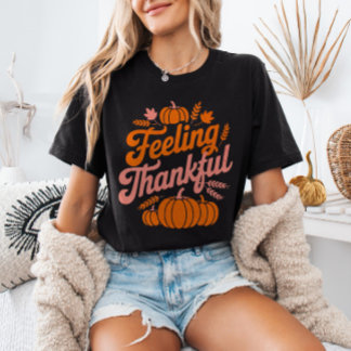 T-shirt Sentiment de Gratitude Feuilles d'Automne Citrouil