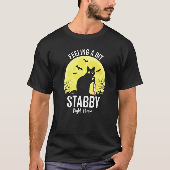 T-shirt Sentir Un Peu Stabilisé À Droite Meow Drôle Chat N (Devant)