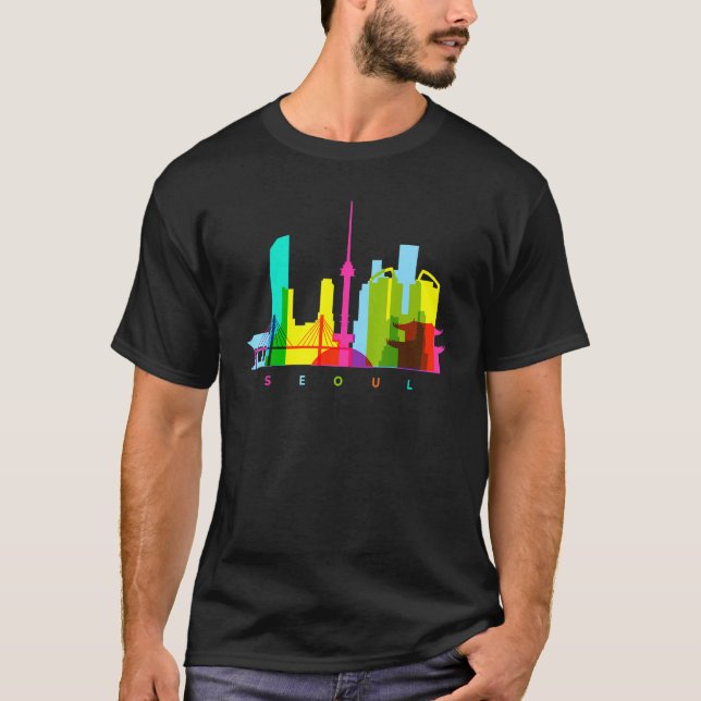 T-shirt Séoul Corée du Sud Coloré Sud-Coréen Skyline Ea (Devant)
