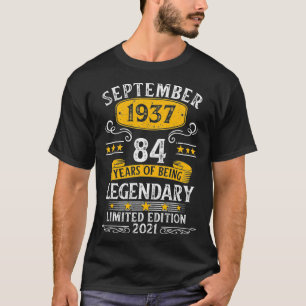 T-shirt Septembre 1937 84ème Année Anniversaire Cadeau Pou