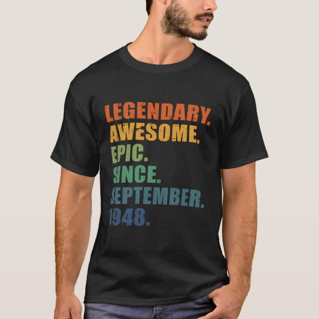 T-shirt Septembre 1948 75 Ans Hommes Femmes 75E (Devant)