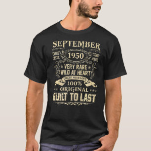 T-shirt Septembre 1950 72 Ans 72e Anniversaire