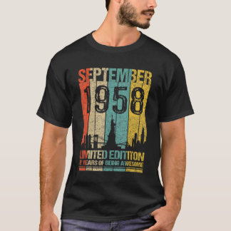 T-shirt Septembre 1958 65 Ans D'Être Awesom