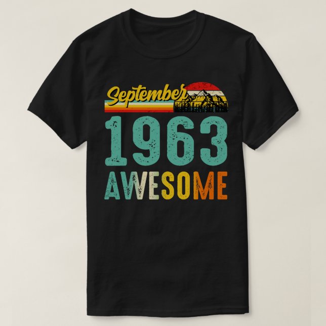 T-shirt Septembre 1963 Chemise Cadeau Anniversaire Vintage (Design devant)