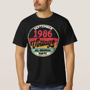 T-shirt Septembre 1986 Vintage Tout cadeau d'anniversaire