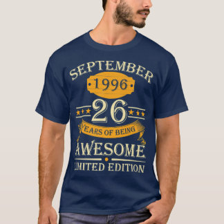 T-shirt Septembre 1996 26 Ans D'Être Magnifique Rétro 26t