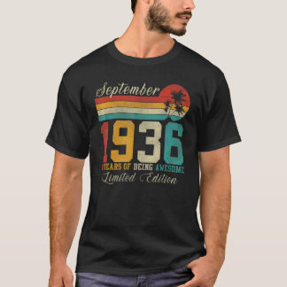 T-shirt Septembre 86 Année Vintage 1936 86e anniversaire