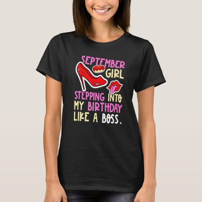 T-shirt Septembre Fille Naissance Mois talons Steven Anniv (Devant)
