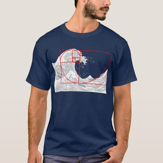 T-shirt Séquence Fibonacci et la Grande Vague (Devant)