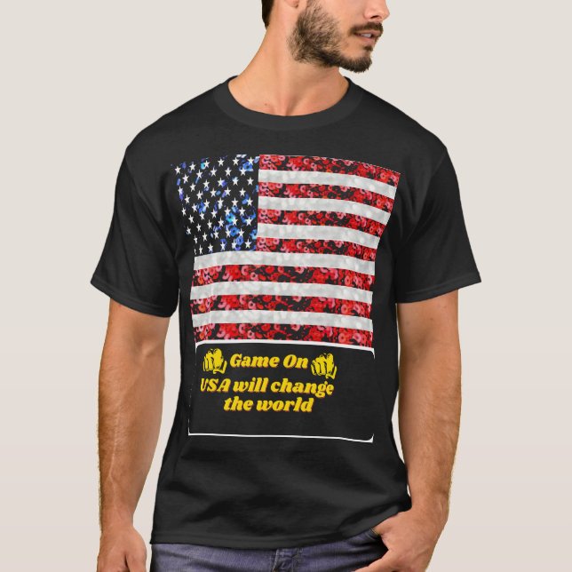 T-shirt Sequin American Flag (Devant)