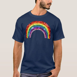 T-shirt Séquin Vintage Vibe Arc-en-ciel des années 70