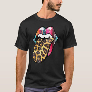 T-shirt Serape Léopard Occidental Lip Langue Rodéo Cowgirl