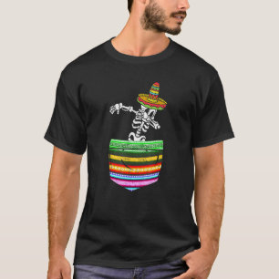 T-shirt Serape Poche Mexicaine Cinco De Mayo Dabbing Skele