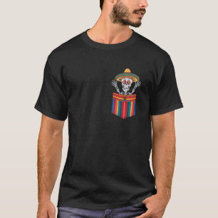 T-shirt Serape Squelette Mariachi Pocket Cinco De Mayo Mex