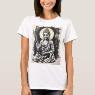 T-shirt Serene Bouddha - Charcoal Art Peace and Tranquil