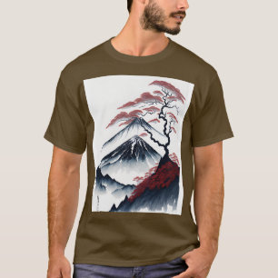 T-shirt Serene Mont Fuji Coucher de soleil Coucher de rivi