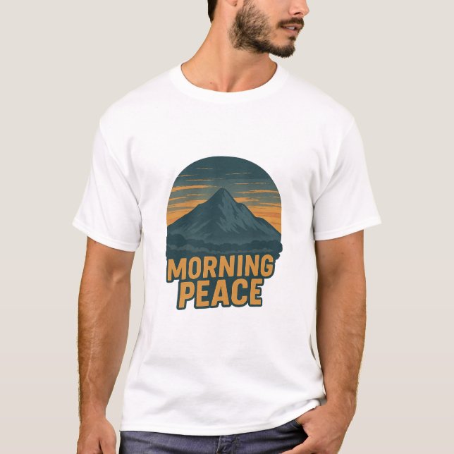 T-shirt Serene Mountain Sunrise Retro Emblem (Devant)