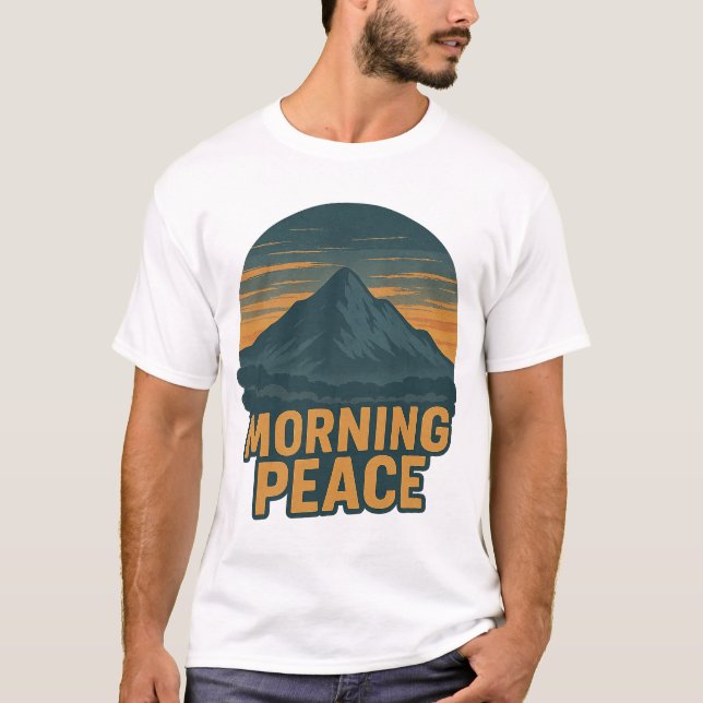T-shirt Serene Mountain Sunrise Retro Emblem (Devant)